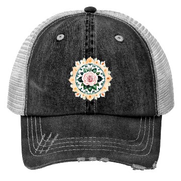 Discover Zen Watercolor Rose Mandala Trucker Hats