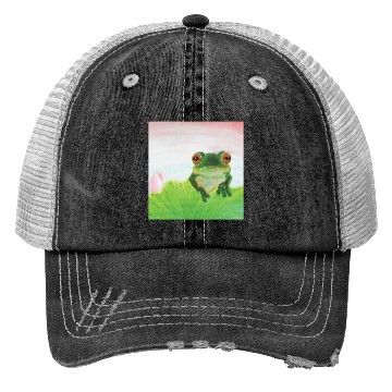 Discover Green Frog Relaxing in the Pond Trucker Hats