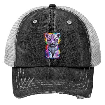 Discover colorful tiger cub Trucker Hats