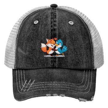 Discover Cute Fox and Bird Love Trucker Hats