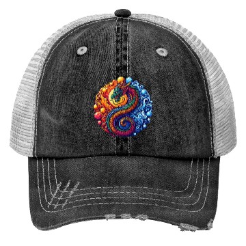 Discover Vibrant Yin Yang Dragon Trucker Hats