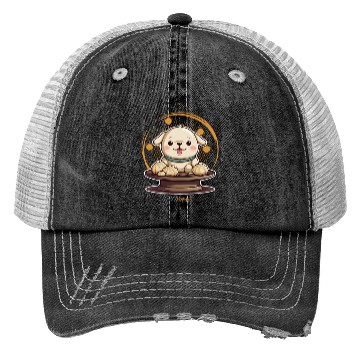 Discover Dog serving dumpling Trucker Hats