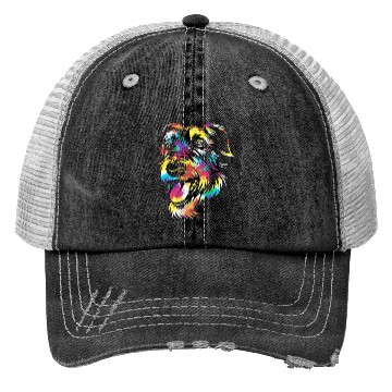 Discover Splash Color Irish Wolfhound Dog Face Trucker Hats