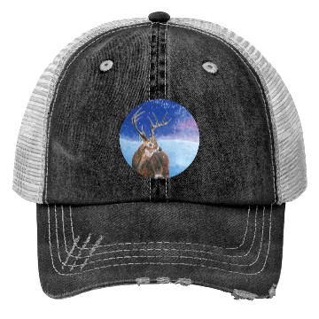 Discover The Red Deer in Winter Illustration Trucker Hats