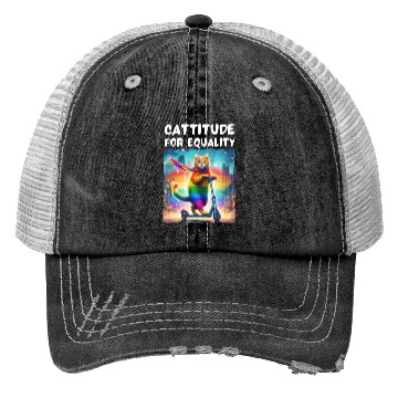 Discover Gay pride. Cattitude for equality Trucker Hats