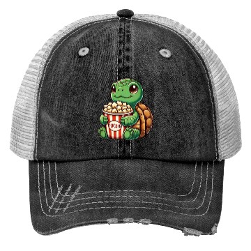 Discover Cute turtle popcorn movies cinema fun Trucker Hats