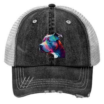 Discover Blue Nose Pitbull Neon Face Origami Trucker Hats