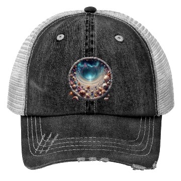 Discover Ocean Meets the Shore inside a circle design Trucker Hats