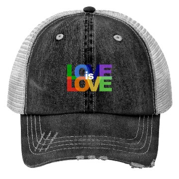 Discover love is love rainbow colored letters Trucker Hats