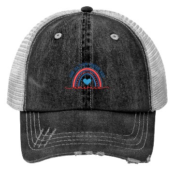 Discover One Nation Under God Rainbow Embroidery Effect Trucker Hats