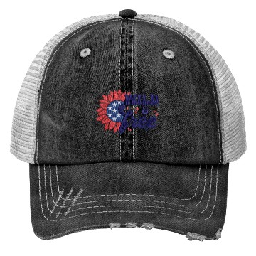 Discover Wild Free Sunflower Amerian Flag Embrodery Effect Trucker Hats