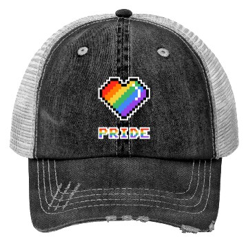 Discover Pixel heart Pride rainbow colored Trucker Hats