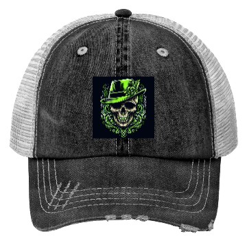 Discover green skeleton in neonic style Trucker Hats