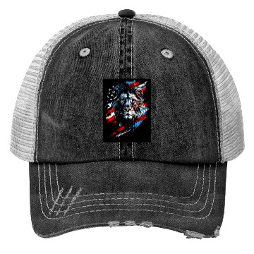 Discover Lion American Flag Trucker Hats