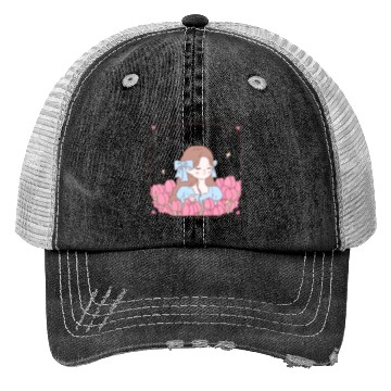 Discover girl and tulips Trucker Hats