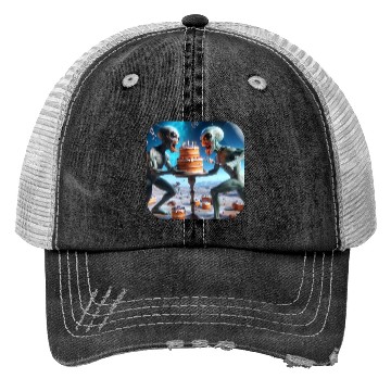 Discover Alien cake fight Trucker Hats