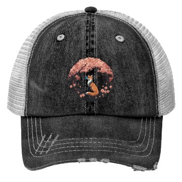 Discover Cherry Blossom Fox Mythical Kitsune with Butterfly Trucker Hats
