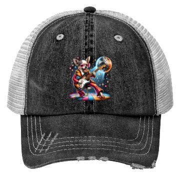 Discover Disco Guitar Chihuahua dog Trucker Hats