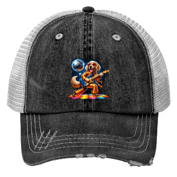 Discover Disco Golden Retriever dog Trucker Hats