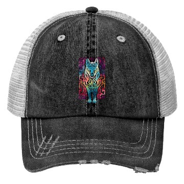 Discover Wolf Colorful Animal Artwork Trucker Hats