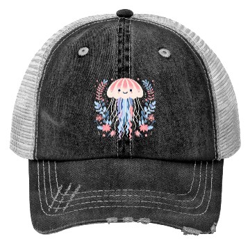 Discover Floral Jellyfish Delight Trucker Hats