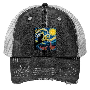 Discover Starry Night Cat Art Premium Trucker Hats