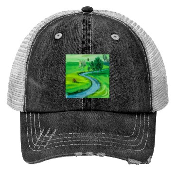 Discover Serene River Path Trucker Hats
