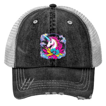 Discover Unicorn flowers colors Trucker Hats