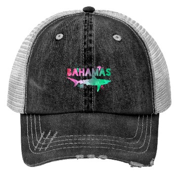 Discover Bahamas Shark Watercolor Souvenir Trucker Hats