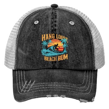 Discover Hang Loose, Beach B Trucker Hats