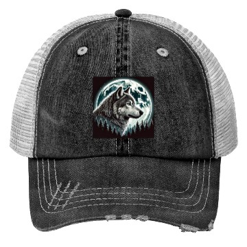 Discover Nature Moon Alpha Cute Wolf Moon nature Trucker Hats