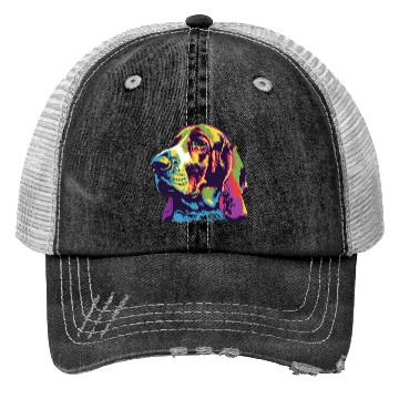 Discover Colorful Basset Hound Portrait Art Trucker Hats