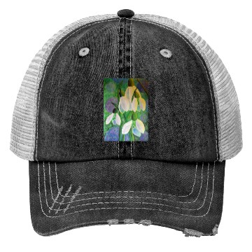 Discover Snowdrops in Space Painting Trucker Hats