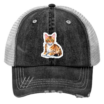 Discover Leopard Cat Watercolor Trucker Hats