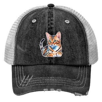 Discover Leopard Cat Watercolor Trucker Hats
