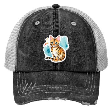 Discover Leopard Cat Watercolor Trucker Hats