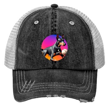 Discover Doberman baseball player Trucker Hats