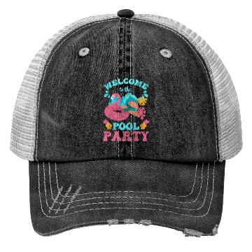 Discover Pool Swimming Sun Alcohol Trucker Hats