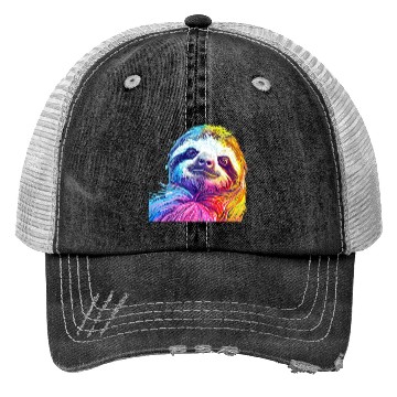 Discover Vibrant Rainbow Sloth Art Trucker Hats