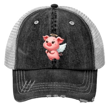 Discover Cute pig angel cartoon halo wings Trucker Hats