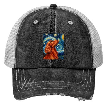 Discover Irish Setter Dog Starry Night Painting Trucker Hats