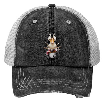 Discover Duck Playing Drums Realistic Trucker Hats