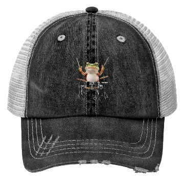 Discover Frog Playing Drums Realistic Trucker Hats