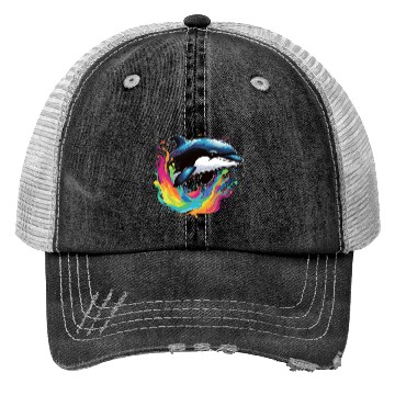 Discover Dolphin In Ocean splash Trucker Hats