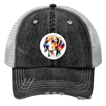Discover Beagle Watercolor Trucker Hats