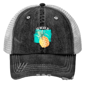 Discover Summer Retro Pineapple Swimming Pool Vacation Gard Trucker Hats