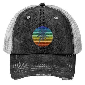 Discover Summer Rainbow Palm Trucker Hats