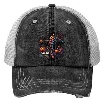 Discover Halloween Skeleton Dance Macabre Scary Pumpkin Trucker Hats