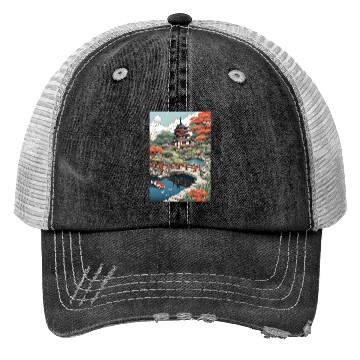 Discover Serenity Under Cherry Blossoms- Japanese castle Trucker Hats