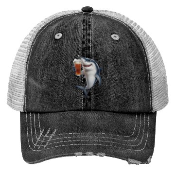 Discover Shark Drinking Beer Realistic Trucker Hats